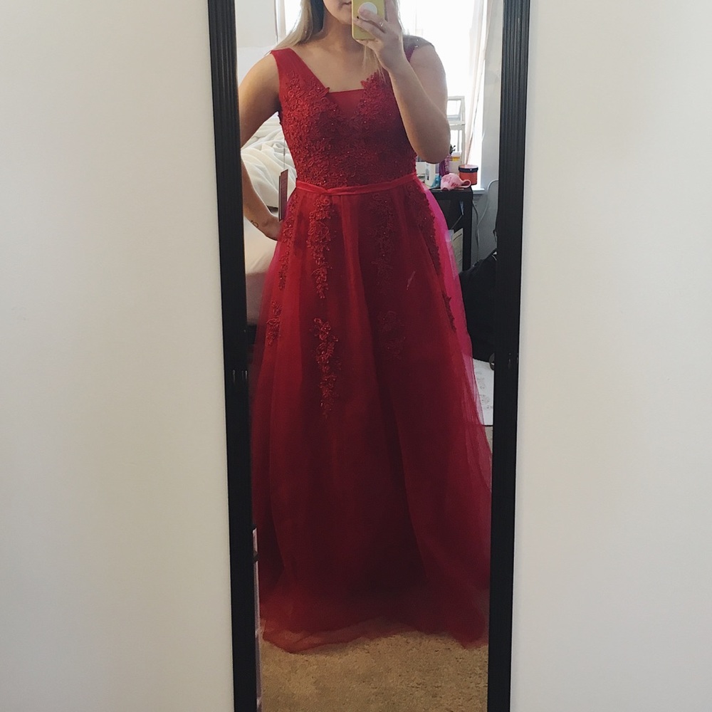 formal, floor-length dress